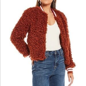 jessica Simpson Women NWT Kataleya Long Sleeve Faux Fur Cozy Bomber Jacket